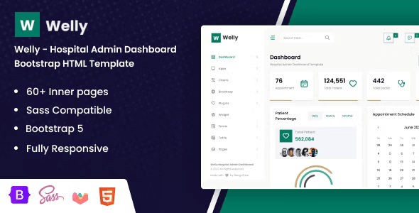 Welly – Hospital Admin Dashboard Bootstrap HTML Template