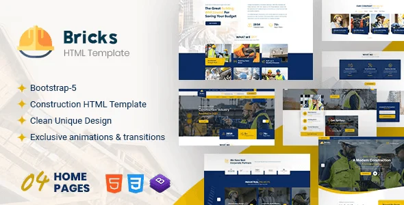 Bricks – Construction HTML Template + RTL Ready