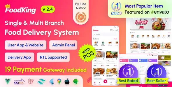 FoodKing – Restaurant Food Delivery System with Admin Panel & Delivery Man App – Restaurant POS