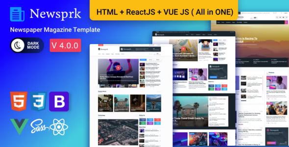 Newsprk – React Blog Magazine Template HTML