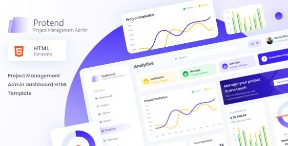 Protend – Project Management Admin Dashboard HTML Template