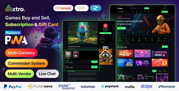 Axtro – Games Buy and Sell, Subscription & Gift Card Laravel Script PHP
