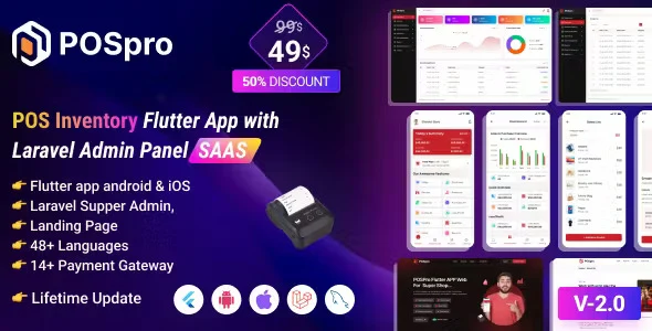 POSpro – POS Inventory Flutter App with Laravel Admin Panel SAAS PHP Script
