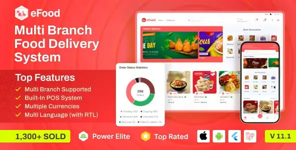 eFood – Food Delivery App with Laravel Admin Panel + Delivery Man App PHP