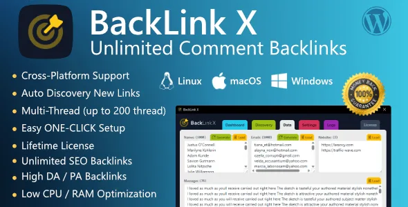 BackLink X – Unlimited Comment Backlinks with Auto-Discovery Feature Windows