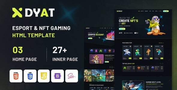 DYAT – eSports and Gaming NFT HTML Template