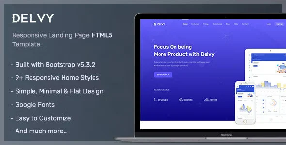 Delvy – Responsive Landing Page Template HTML