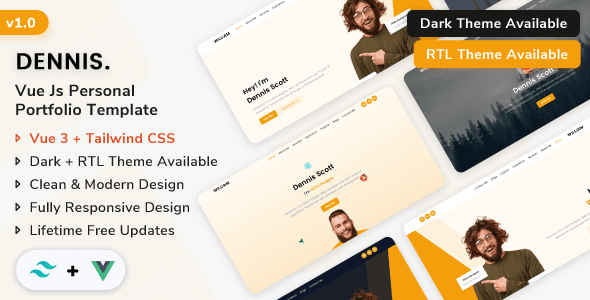 Dennis – Vue Nuxt.js Personal & Minimal Portfolio Template