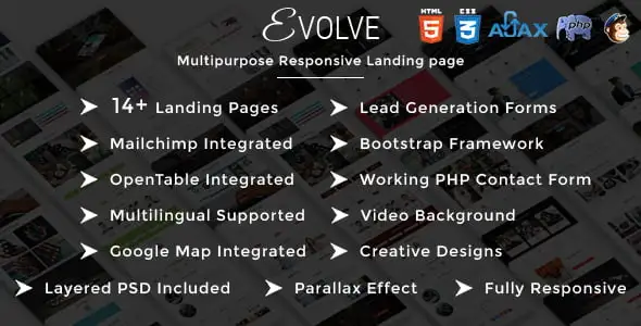 EVOLVE – Multipurpose Responsive HTML Landing Pages HTML Template