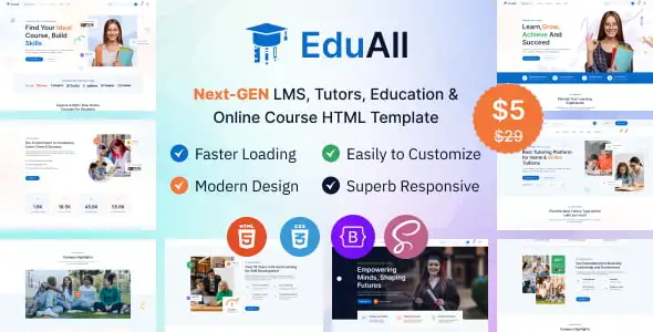 EduAll – Education Tutors LMS & Online Course Template Multipurpose HTML