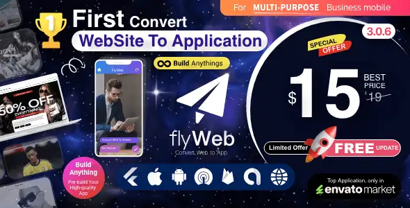 FlyWeb for Web to App Convertor Flutter + Admin Panel