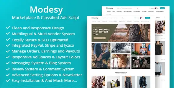 Modesy – Marketplace & Classified Ads Script PHP