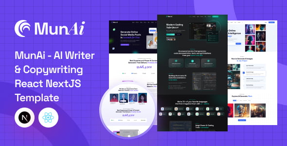 MunAi – AI Writer & Copywriting React NextJS Template