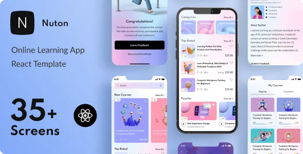 Nuton – Online Learning React App – PWA Template