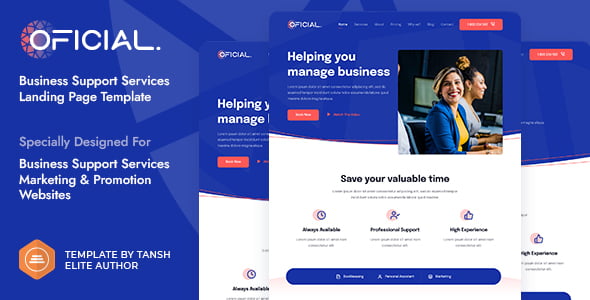 Oficial – Business Support Services HTML Landing Page Template