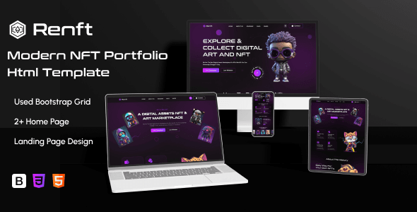 Renft – NFT Portfolio Landing Page HTML Template