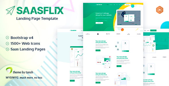 Saasflix – SaaS Software Landing Page Template HTML