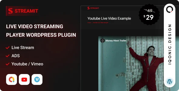 Streamit – Live Video Streaming Player WordPress Plugin