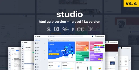 Studio – HTML & Laravel 11.x Bootstrap 5 Admin Template