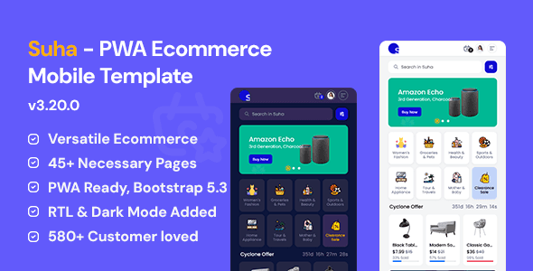 Suha – PWA Ecommerce Mobile HTML Template