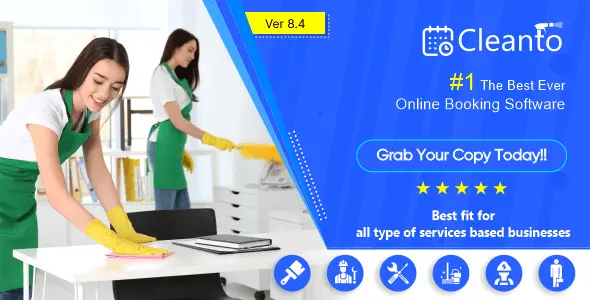 Cleanto – Bookings management system for cleaners and cleaning companies PHP Script