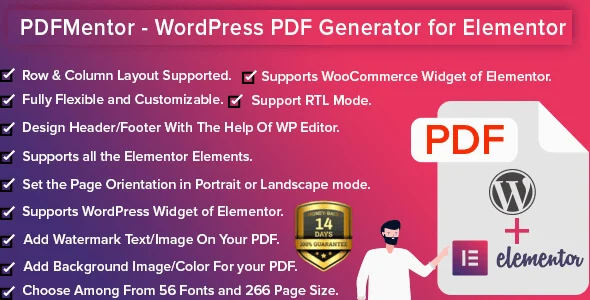 PDFMentor Pro – WordPress PDF Generator for Elementor