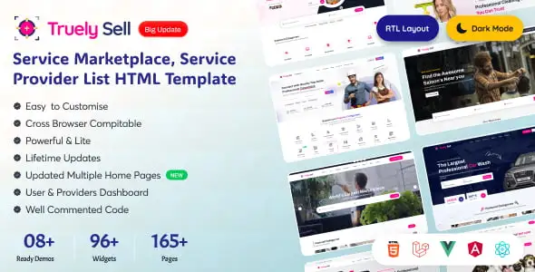 Truelysell – Service Marketplace, Service Provider List Template (HTML Angular, Laravel, Vue, React)