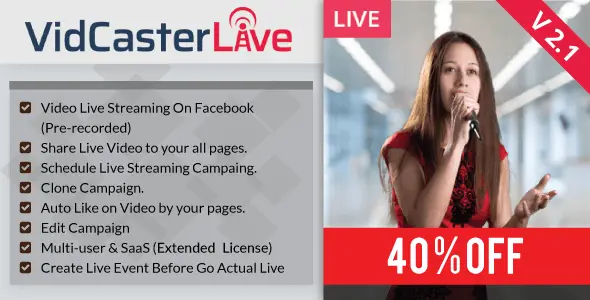 VidCasterLive – Plataforma de Streaming do Facebook PHP Script