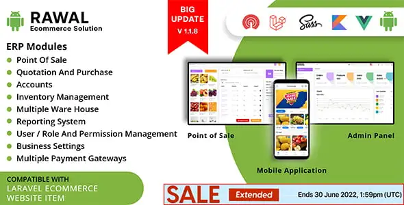 Rawal – Android & Laravel Ecommerce Solution with POS for Single & Multiple Location Business Brand e Admin PHP Script