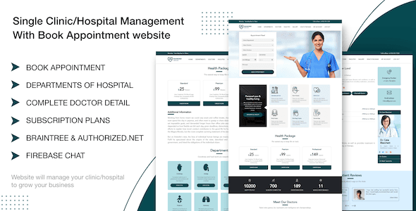 Single Clinic Hospital Management With Book Appointment Website PHP Script