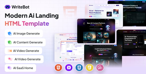 WriteBot – AI Landing HTML Template