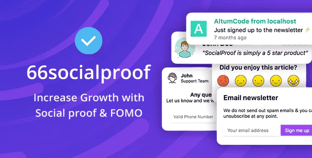 66SocialProofo – Social Proof & FOMO Widgets Notifications (SAAS) PHP Script