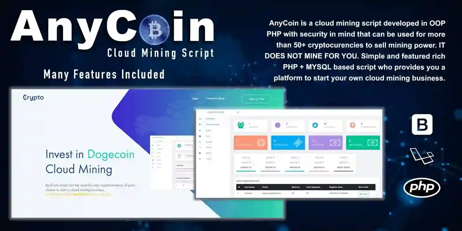 AnyCoin Cloud Mining Script PHP