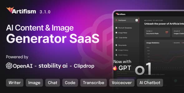 Artifism – AI Content & Image Generator SaaS Script PHP