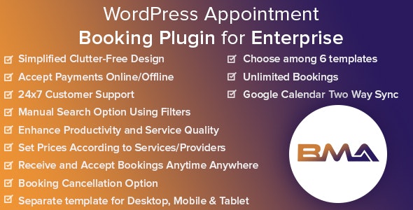 BMA – WordPress Appointment Booking Plugin for Enterprise Plugin