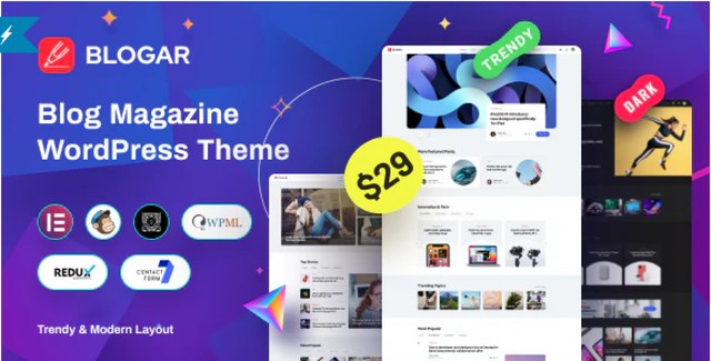 Blogar – Blog Magazine WordPress Theme