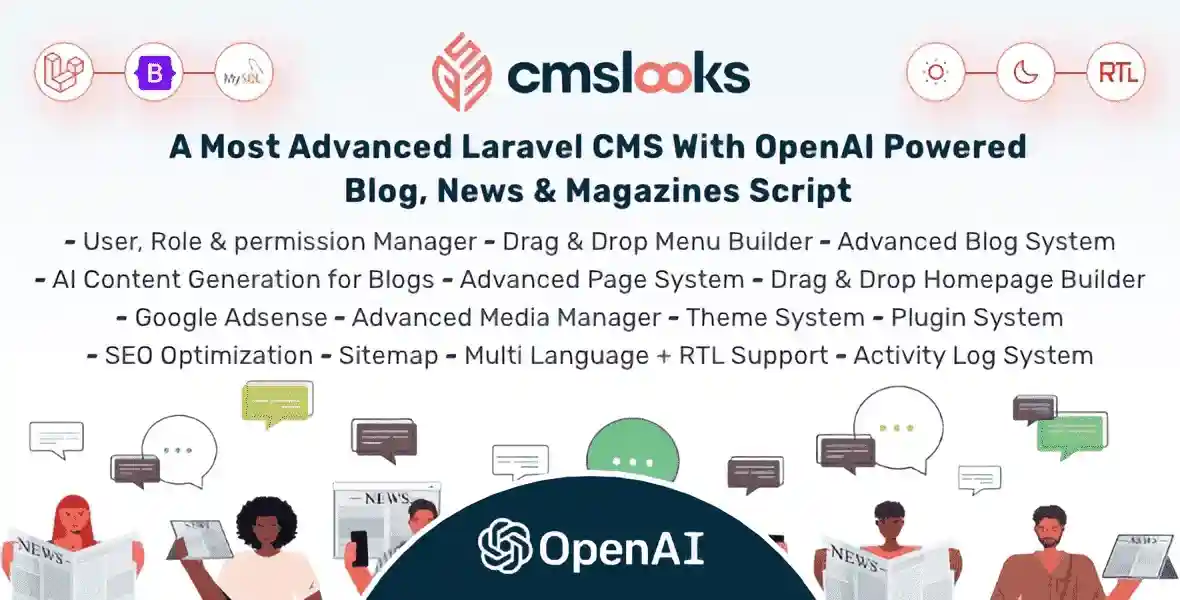 CMSLooks – Laravel CMS With OpenAI Powered Blog, News & Magazines Script