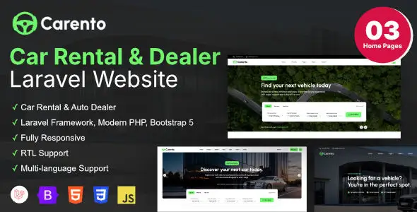 Carento – Car Rental Booking Laravel System PHP Script