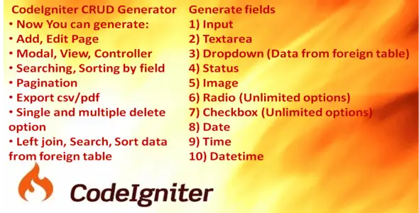 Codeigniter Crud Generator – PHP Script