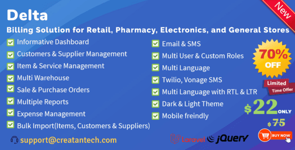 Delta – Invoicing, POS, Billing & Inventory Management System with GST & CRM PHP Script