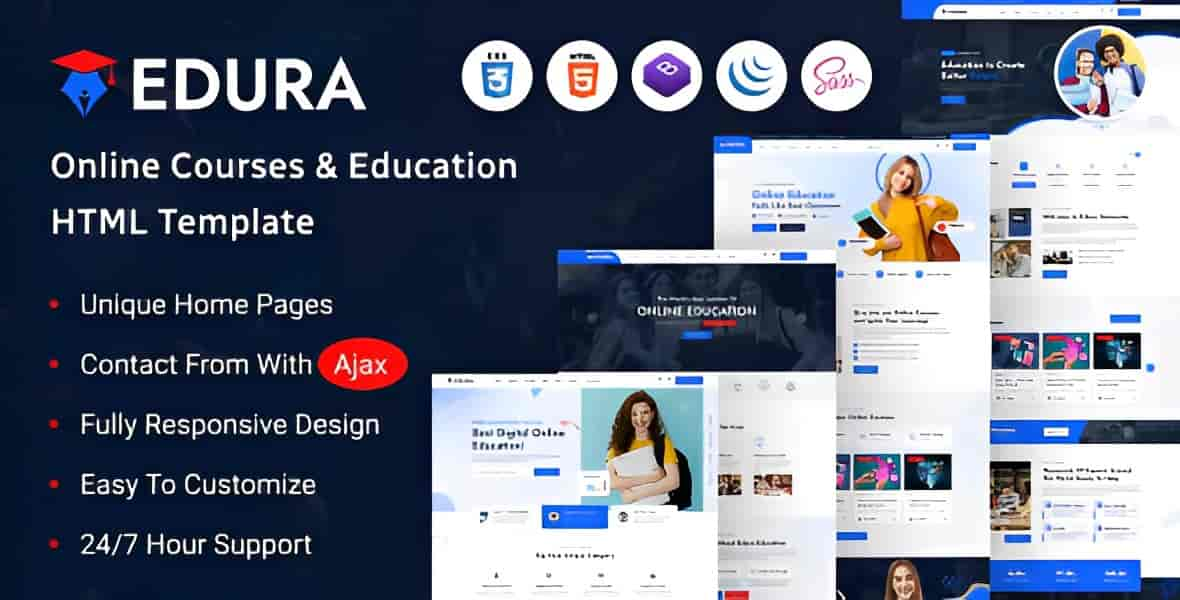 Edura – Online Courses & Education HTML Template + RTL