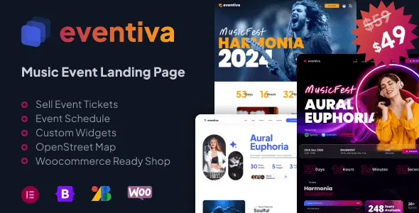 Eventiva – Music & Bands Events Landing Page WordPress Theme