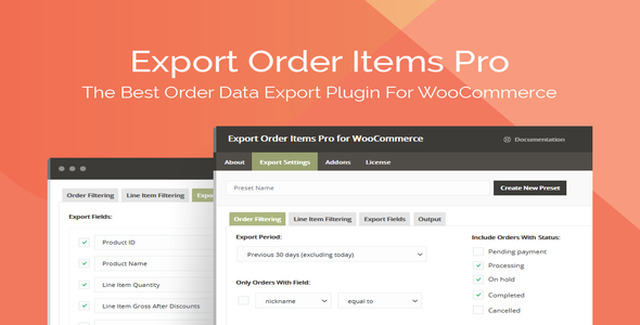 Export Order Items Pro for WooCommerce WordPress