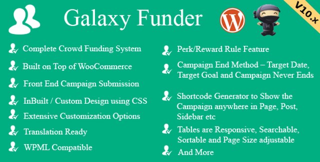 Galaxy Funder – WooCommerce Crowdfunding System WordPress