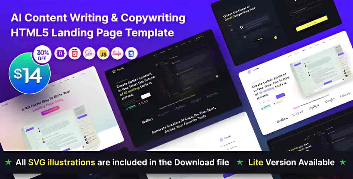 GenAI – AI Based Copywriting and Content Writing Landing Page Template HTML