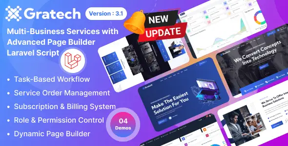 Gratech – IT Service And Technology With Component Page Builder PHP Script