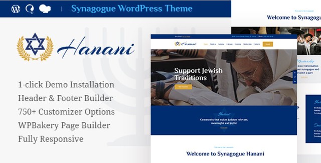 Hanani – Jewish Community & Synagogue Theme WordPress