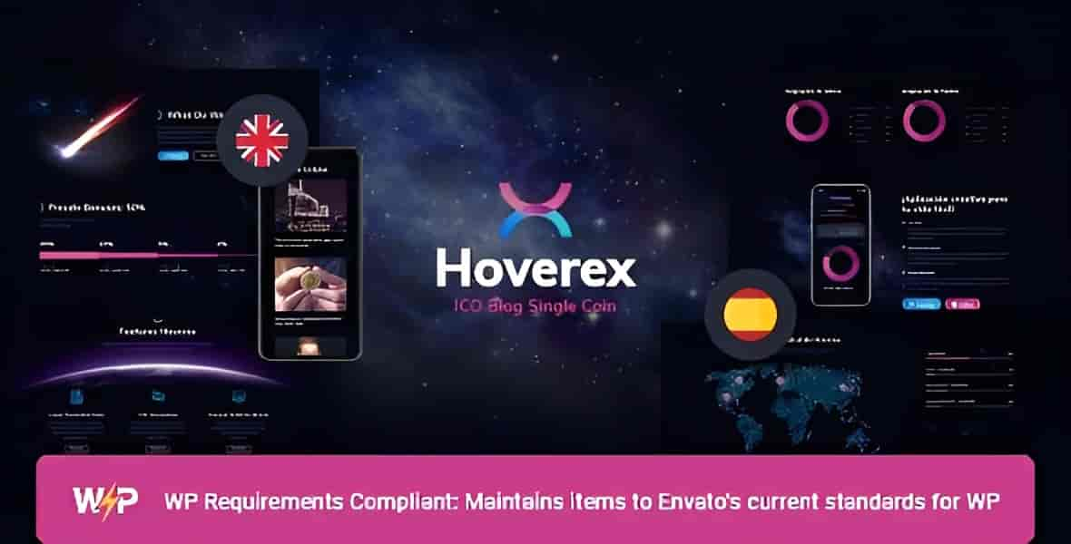 Hoverex – Cryptocurrency & ICO WordPress Theme + Spanish