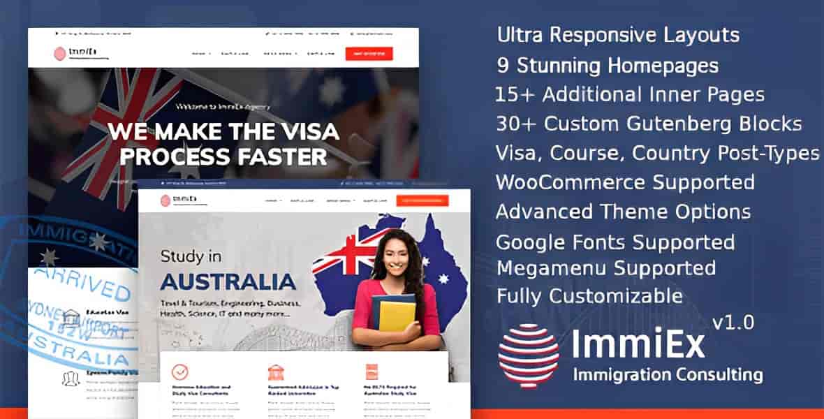 ImmiEx – Immigration law, Visa services support, Migration Agent Consulting WordPress Business Theme