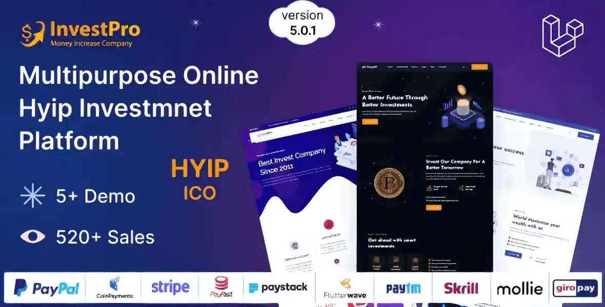 InvestPro – Wallet & Banking Online Hyip Investment Platform PHP